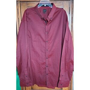 JB Holt Mens 3XL Athletic Fit Button Down Shirt Burgundy Geometric JB215FPW